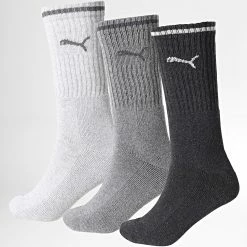 Nouveau ⌛ Lot De 3 Paires De Chaussettes 100000946 Gris Chiné de Puma 😀