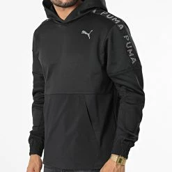 Top 10 😉 Sweat Capuche A Bandes Puma Fit Powerfleece 522124 Noir 🎁