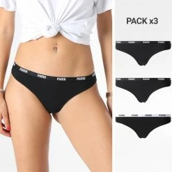 De gros 💯 Lot De 3 Strings Femme 503008001 Noir de Puma 👏