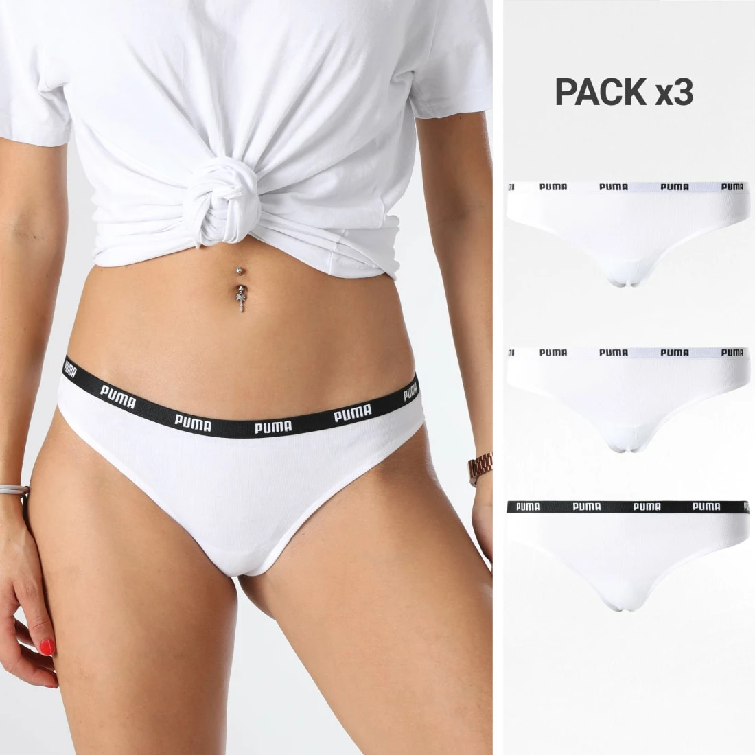 Meilleure vente ✨ Lot De 3 Strings Femme 503008001 Blanc de Puma 😉 3 Meilleure vente ✨ Lot De 3 Strings Femme 503008001 Blanc de Puma 😉