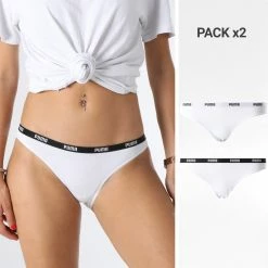 Meilleure vente 🌟 Lot De 2 Culottes Femme 603021001 Blanc de Puma 😍