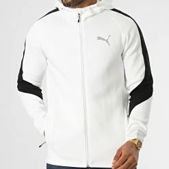 Meilleur prix 👍 Veste Zippée Capuche A Bandes Evostripe 849915 Blanc de Puma 🎁
