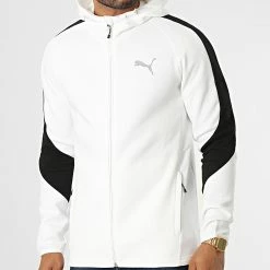 Meilleur prix 👍 Veste Zippée Capuche A Bandes Evostripe 849915 Blanc de Puma 🎁 -Puma Soldes 2022 puma 336185 849915 02 20220909T152222 03