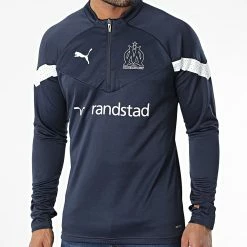 Bon marché ✨ Tee 👚 Shirt Manches Longues OM Training 767281 Bleu Marine de Puma ⌛