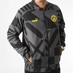 Offres 👍 Veste Zippée Borussia Dortmund Prematch 767657 Gris Noir de Puma 🔥 -Puma Soldes 2022 puma 338020 767657 02 20221024T154630 03