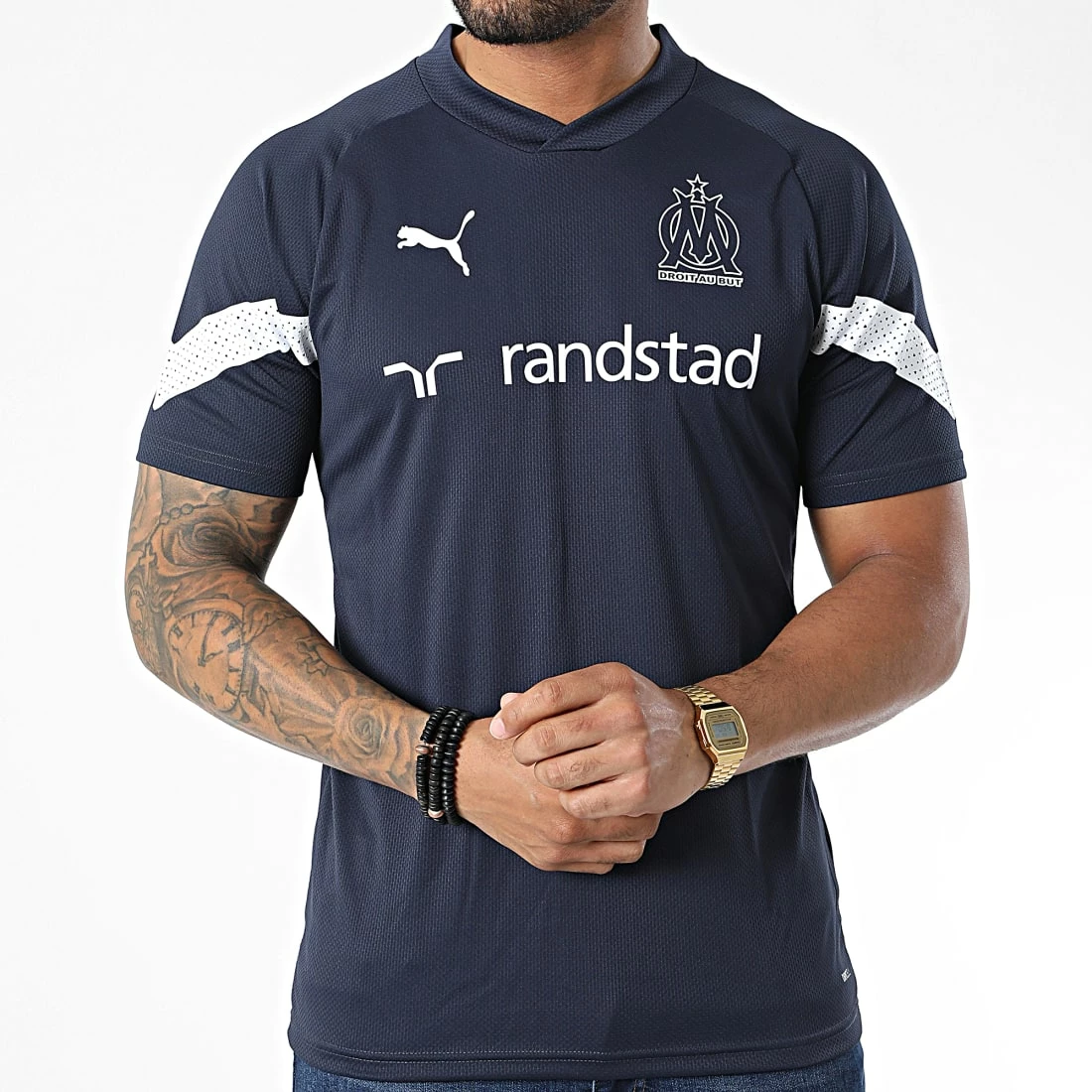 Tout neuf 💯 Tee 👚 Shirt De Sport OM Training 767277 Bleu Marine de Puma 👍 3 Tout neuf 💯 Tee 👚 Shirt De Sport OM Training 767277 Bleu Marine de Puma 👍