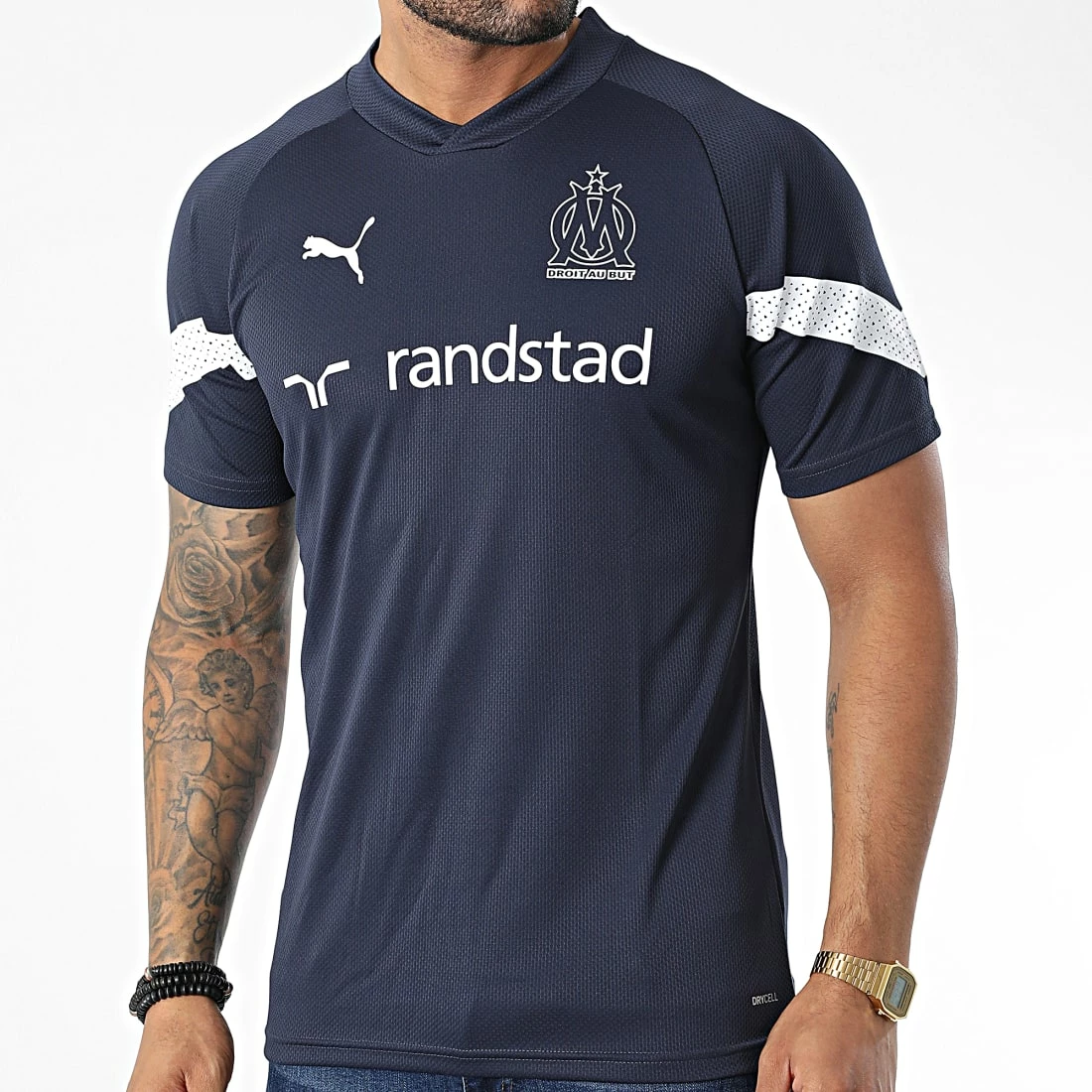 Tout neuf 💯 Tee 👚 Shirt De Sport OM Training 767277 Bleu Marine de Puma 👍 5 Tout neuf 💯 Tee 👚 Shirt De Sport OM Training 767277 Bleu Marine de Puma 👍 – Image 3