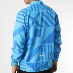 Remise 🎁 Veste Zippée OM Prematch 767264 Bleu Clair de Puma ✔️ -Puma Soldes 2022 puma 338436 767264 13 20221024T154743 04