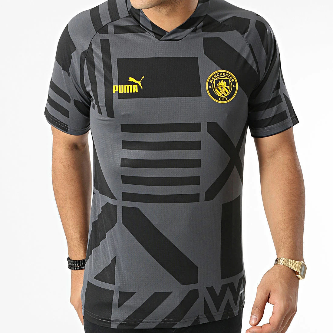 Promo 💯 Tee 👕 Shirt De Sport Manchester City Prematch 767778 Gris Noir de Puma ⭐ 3 Promo 💯 Tee 👕 Shirt De Sport Manchester City Prematch 767778 Gris Noir de Puma ⭐