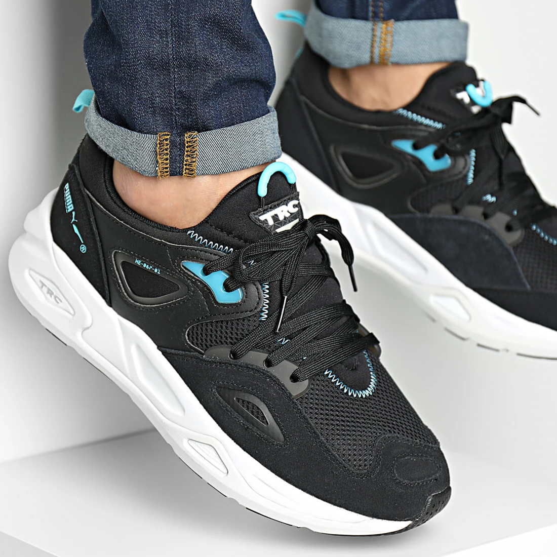 Nouveau 😍 Baskets TRC Blaze 384958 Puma Black Blue Atoll ✔️ 3 Nouveau 😍 Baskets TRC Blaze 384958 Puma Black Blue Atoll ✔️