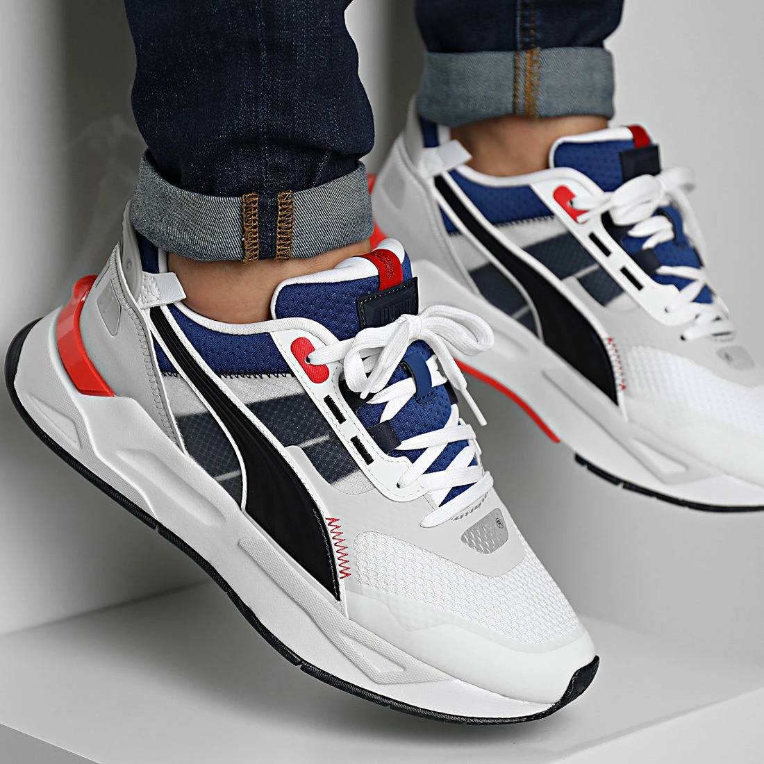 De gros 😉 Baskets Mirage Sport Tech 383107 Puma White Blazing Blue 👏 3 De gros 😉 Baskets Mirage Sport Tech 383107 Puma White Blazing Blue 👏