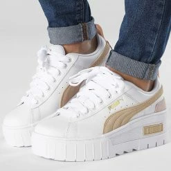Sortie 🌟 Baskets Femme Mayze Wedge Pastel 388566 Puma White Light Sand ✔️
