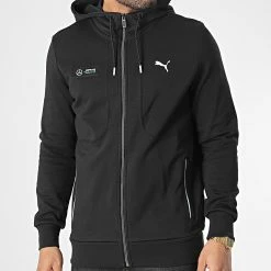 Remise 😀 Sweat Zippé Capuche Mercedes AMG Petronas 538460 Noir de Puma ❤️ -Puma Soldes 2022 puma 348157 538460 01 20221124T143559 03